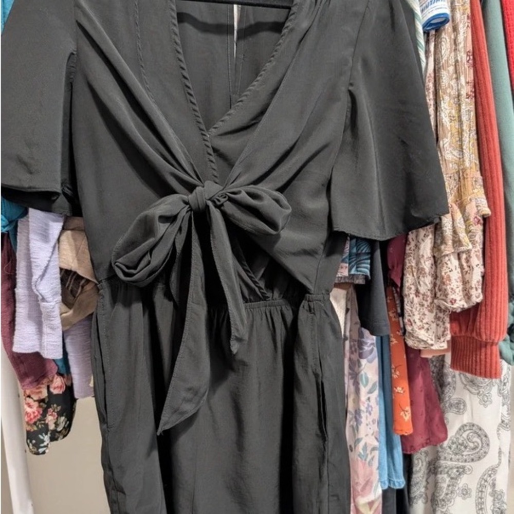 LAWLESS Black Tie-Front Dress
